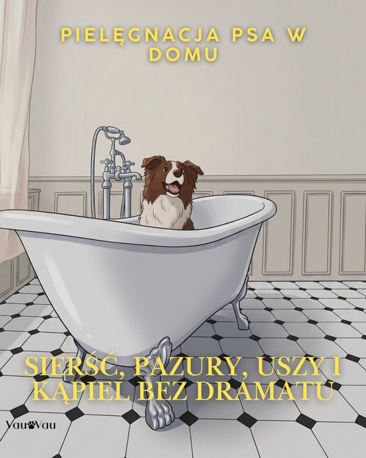 Okładka e-booka Pielęgnacja psa w domu — pies w wannie